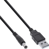 USB-A - DC plug kabel | 5,5 x 2,1mm | max. 5V/1,5A (7,5W) |  1 meter - Copy